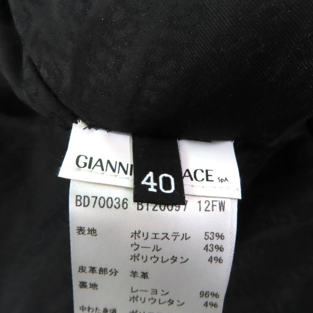未使用品★VERSUS VERSACE ヴェルサス ヴェルサーチ ウール混 袖レザー切替 ロングジャケット ボルドー ブラック 40 正規品 レディース
