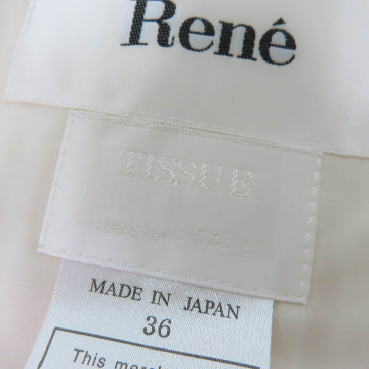 未使用品☆Rene ルネ ウール TISSUE社製生地使用 ノーカラー ツイード コート アイボリー 36 日本製 正規品 レディース