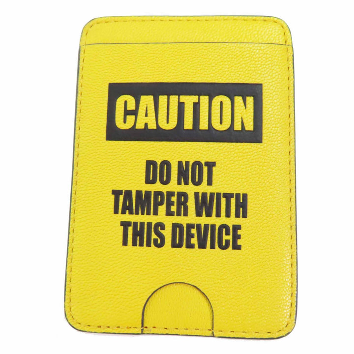 未使用品◎ANYA HINDMARCH アニヤ ハインドマーチ Caution Magnetic Caution・AHロゴ マグネット レザーカードケース イエロー 定25300円