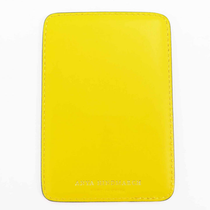 未使用品◎ANYA HINDMARCH アニヤ ハインドマーチ Caution Magnetic Caution・AHロゴ マグネット レザーカードケース イエロー 定25300円