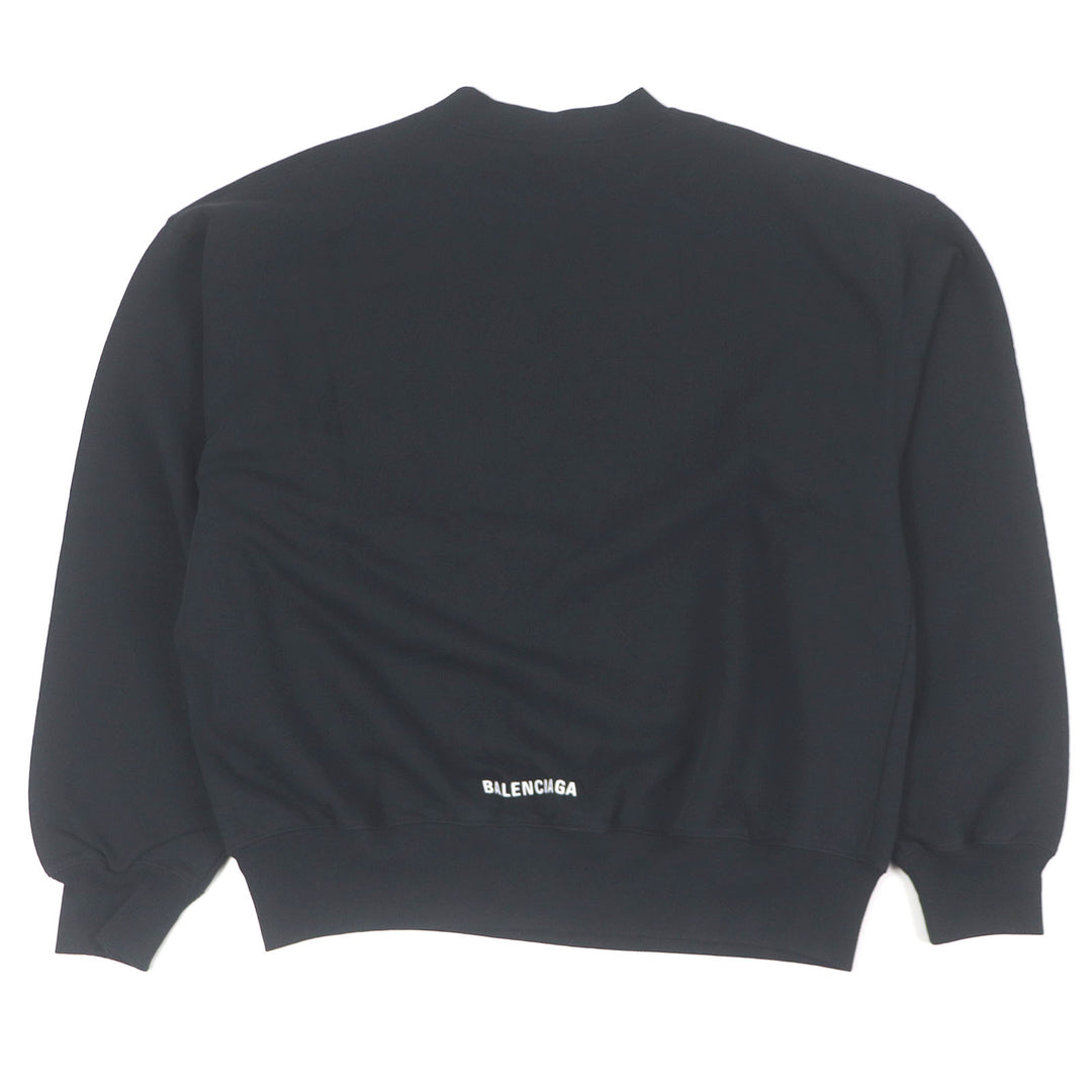 極美品□BALENCIAGA バレンシアガ 22AW 697869 バックロゴエンブロイダリー トレーナー スウェットシャツ ブラック XXS 正規品 メンズ