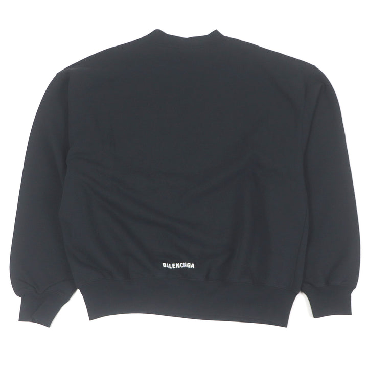 極美品□BALENCIAGA バレンシアガ 22AW 697869 バックロゴエンブロイダリー トレーナー スウェットシャツ ブラック XXS 正規品 メンズ