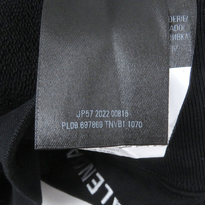 極美品□BALENCIAGA バレンシアガ 22AW 697869 バックロゴエンブロイダリー トレーナー スウェットシャツ ブラック XXS 正規品 メンズ