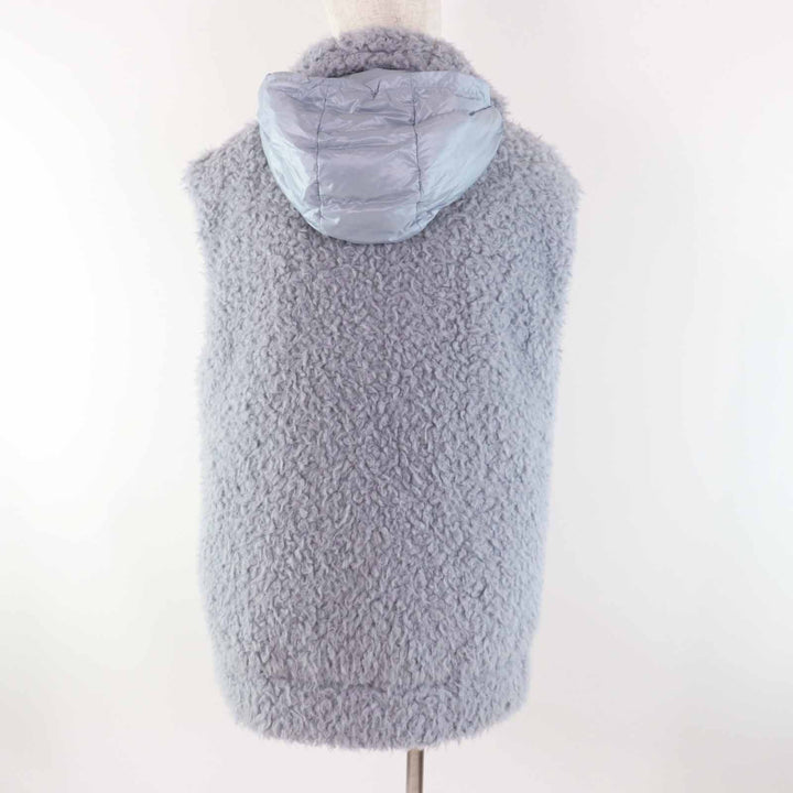 美品◎MONCLER モンクレール 22-23AW ACHARD アシャール エコファー リバーシブル ZIP ダウンベスト ライトブルー 1 正規品 レディース