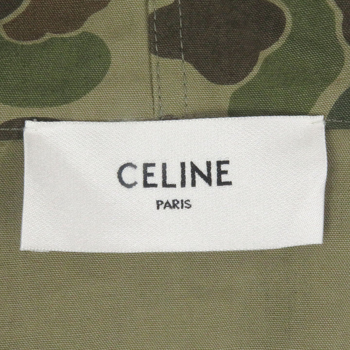 極美品□CELINE セリーヌ 22SS 2W565060O コットン100％ カモフラージュ フーデッド ミリタリー ベスト カーキ 50 イタリア製 正規品