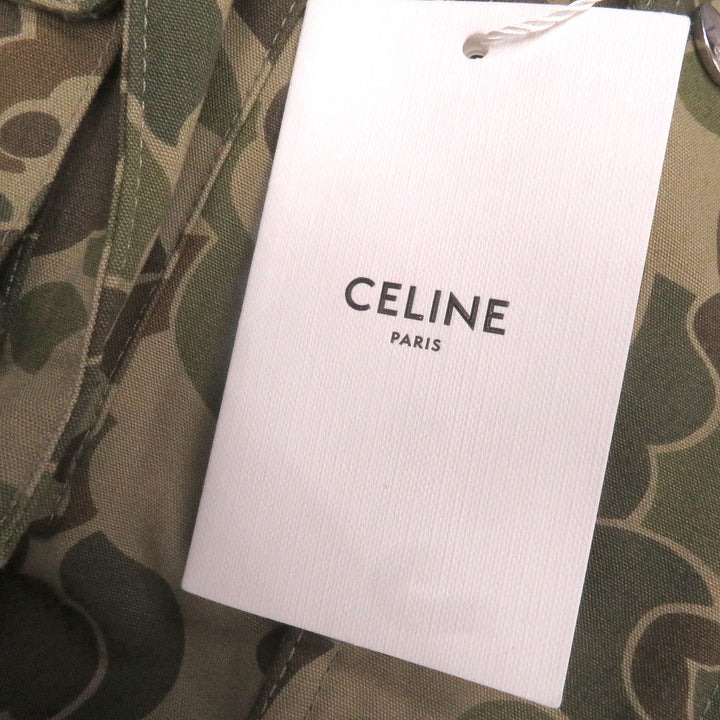 極美品□CELINE セリーヌ 22SS 2W565060O コットン100％ カモフラージュ フーデッド ミリタリー ベスト カーキ 50 イタリア製 正規品
