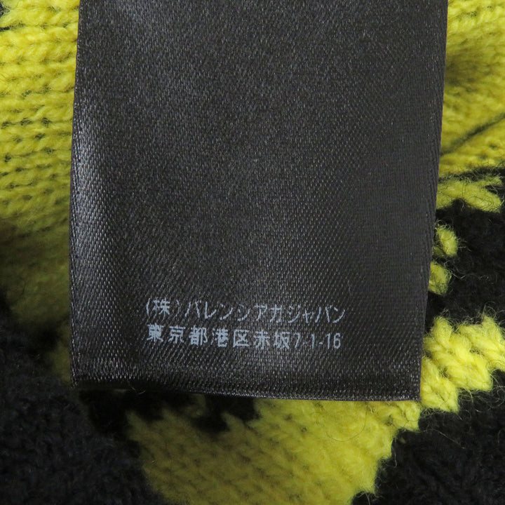 極美品□BALENCIAGA バレンシアガ 555280 ウール ジャガードロゴ オーバーサイズ ニットカーディガン ブラック S イタリア製 正規品