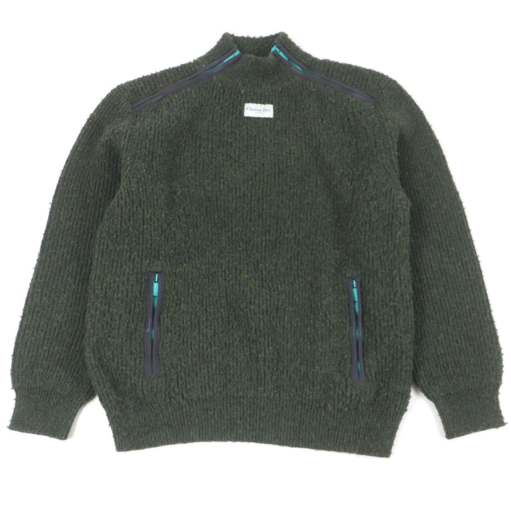 美品□DIOR ディオール オム 23SS 383M640AT547 ウール100％ COUTURE カセンティーノ 長袖ニット グリーン L イタリア製 正規品 メンズ