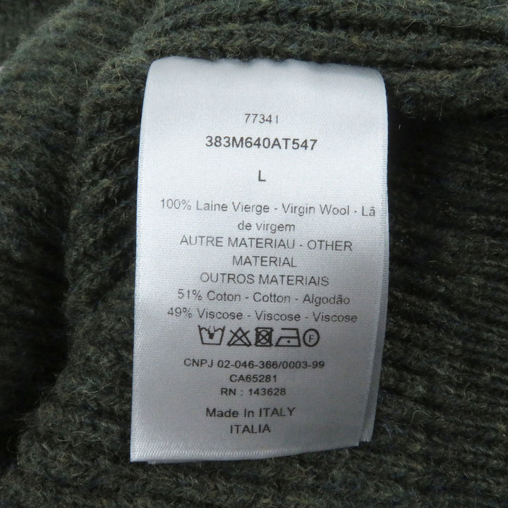 美品□DIOR ディオール オム 23SS 383M640AT547 ウール100％ COUTURE カセンティーノ 長袖ニット グリーン L イタリア製 正規品 メンズ