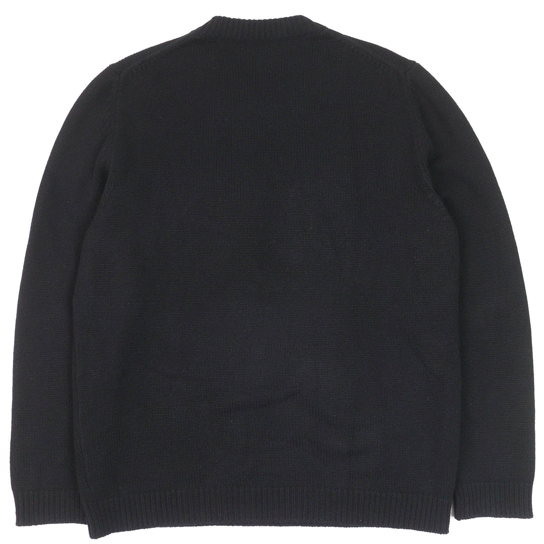 美品△FENDI フェンディ FZZ469 カシミヤ100％ フロントロゴ クルーネック 長袖 ニット セーター ブラック 54 イタリア製 正規品 メンズ