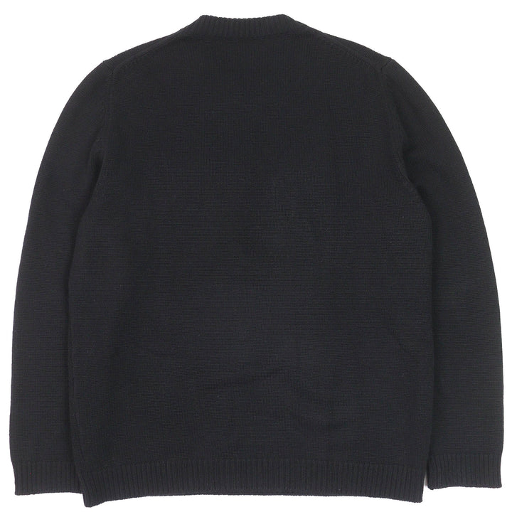 美品△FENDI フェンディ FZZ469 カシミヤ100％ フロントロゴ クルーネック 長袖 ニット セーター ブラック 54 イタリア製 正規品 メンズ