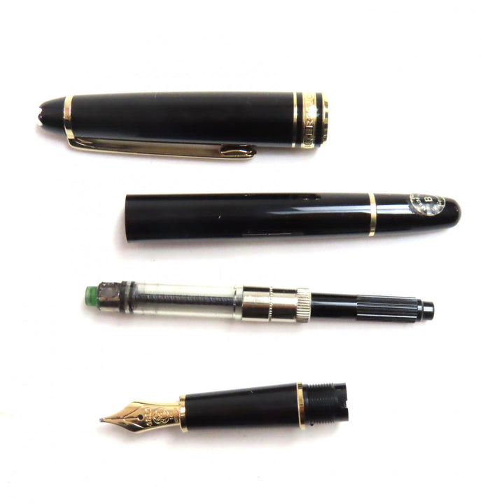美品▼MONTBLANC モンブラン マイスターシュテュック クラシック ペン先14K Bニブ ホワイトスター 万年筆 ブラック ゴールド ドイツ製