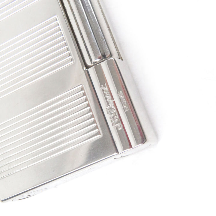 良品□Dupont デュポン ギャッツビー ボーダー柄 スクエア型 ローラー式 喫煙具 ガスライター シルバー フランス製 メンズ 着火確認済み