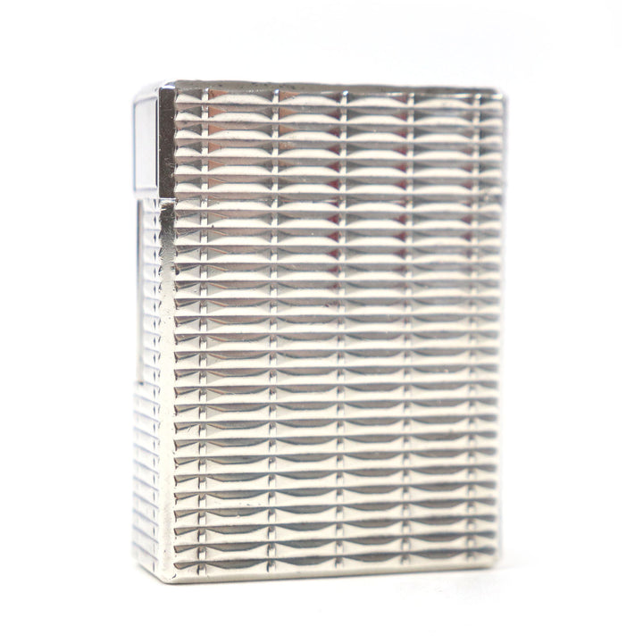 良品□Dupont デュポン ライン1 ショート 総柄 スクエア型 ローラー式 喫煙具 ガスライター シルバー フランス製 メンズ 着火確認済み
