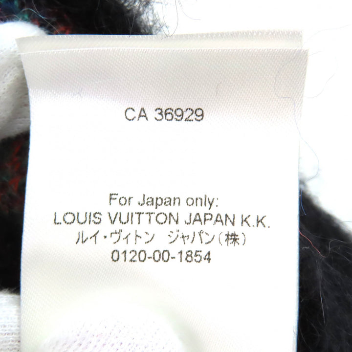 極美品△LOUIS VUITTON ルイヴィトン 23SS モヘア ウール バタフライモチーフ LVサークルロゴ金具 ニット セーター ブラック M 正規品
