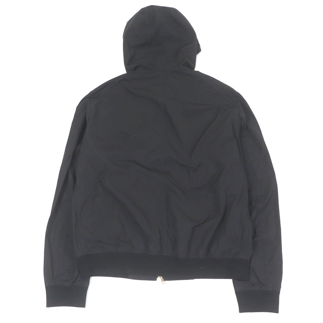 美品□EMMETI エンメティ BR別注 ウォッシャブルテック レザーコンビ ジップパーカー ブラック 50 ハンガー付 イタリア製 正規品 メンズ