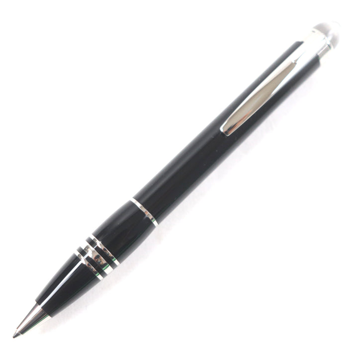 極美品▼MONTBLANC モンブラン スターウォーカー ホワイトスター ツイスト式 ボールペン ブラック シルバー ケース付き 筆記確認済み