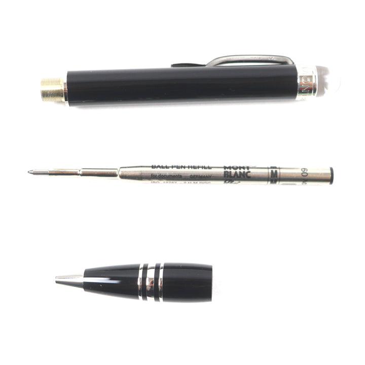 極美品▼MONTBLANC モンブラン スターウォーカー ホワイトスター ツイスト式 ボールペン ブラック シルバー ケース付き 筆記確認済み