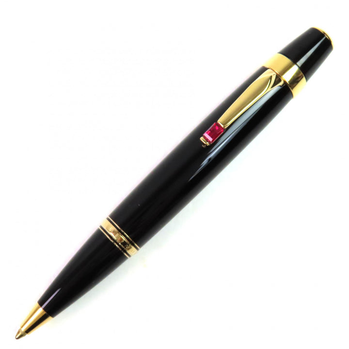 美品△MONTBLANC モンブラン ボエム PIX レッドジェムストーン ホワイトスター ツイスト式 ボールペン ブラック ゴールド 筆記確認済み