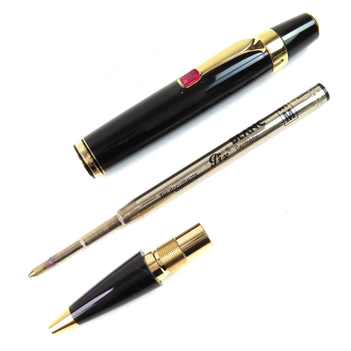 美品△MONTBLANC モンブラン ボエム PIX レッドジェムストーン ホワイトスター ツイスト式 ボールペン ブラック ゴールド 筆記確認済み