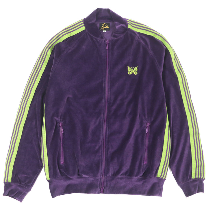 極美品▼Needles ニードルス 25SS QV319 R.C. Track Jacket 刺繍入 ベロア WZIPUP トラックジャケット パープル M 日本製 正規品 メンズ