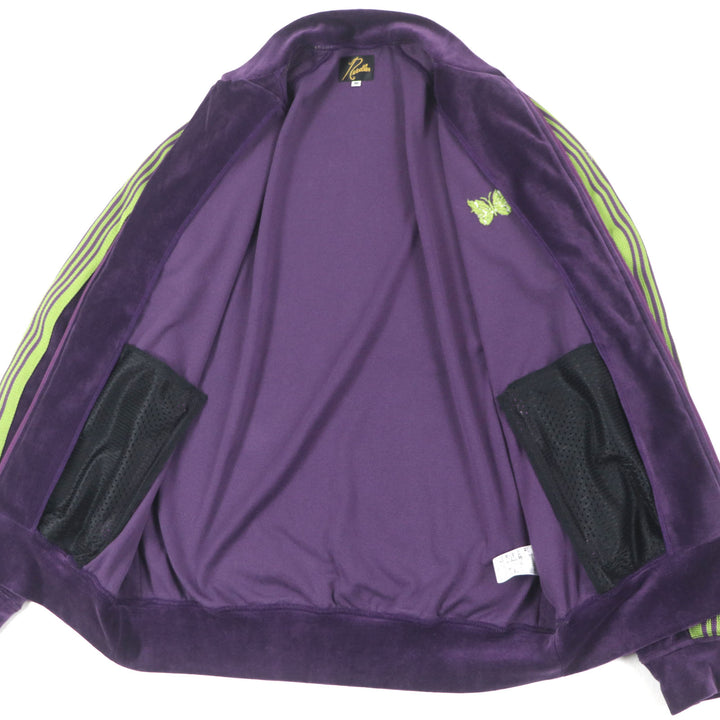 極美品▼Needles ニードルス 25SS QV319 R.C. Track Jacket 刺繍入 ベロア WZIPUP トラックジャケット パープル M 日本製 正規品 メンズ