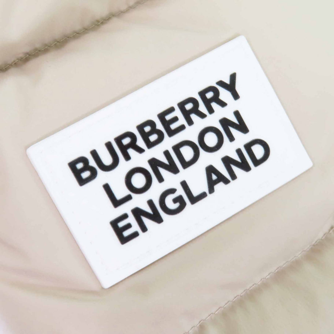 極美品◎BURBERRY LONDON バーバリーロンドン ラバーロゴワッペン フード付き ロングダウンコート ライトベージュ M 正規品 レディース