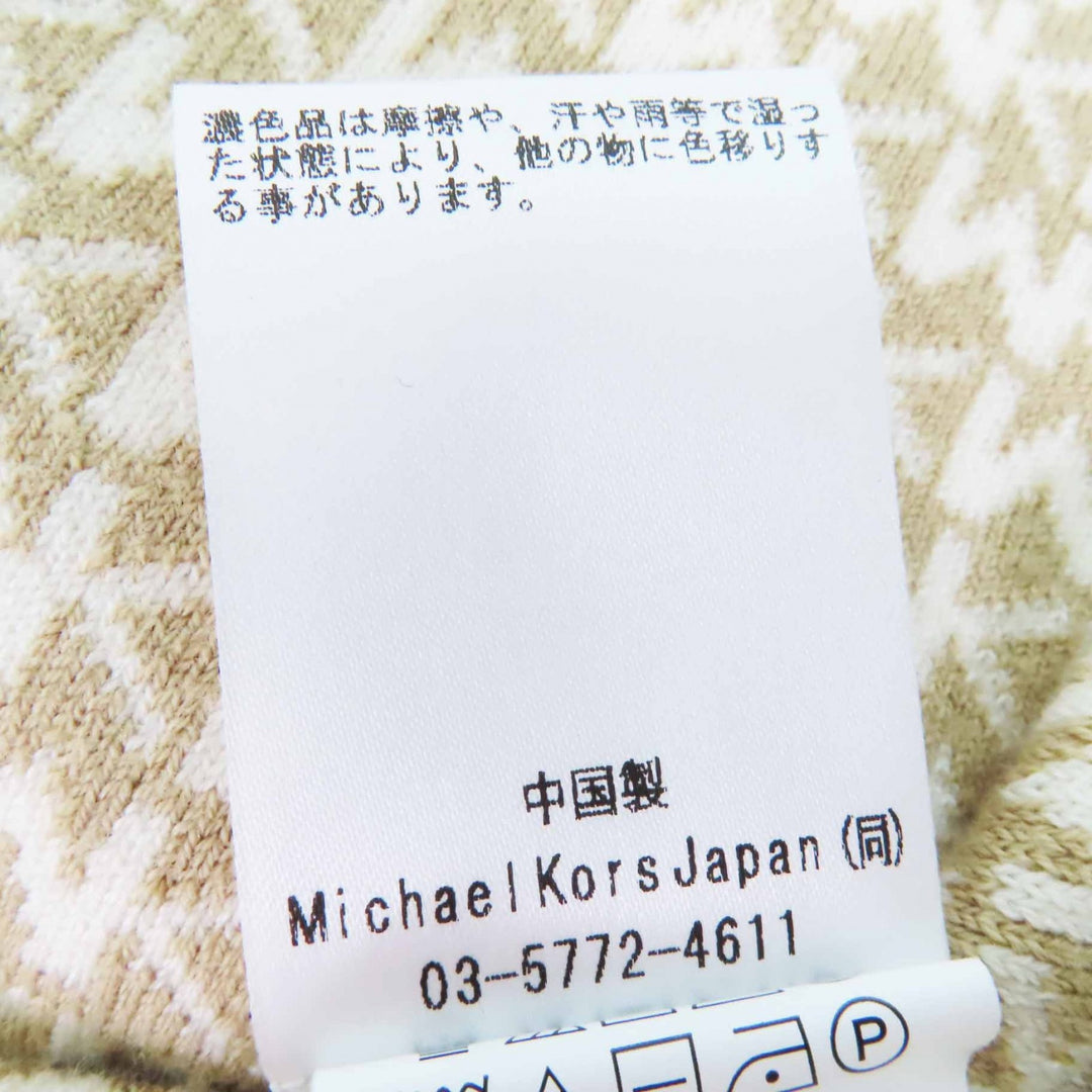 極美品◎Michael Kors マイケルコース JF160924 GM MKシグネチャー フード付き ZIPUP ニットポンチョ ベージュ ホワイト S／M 正規品