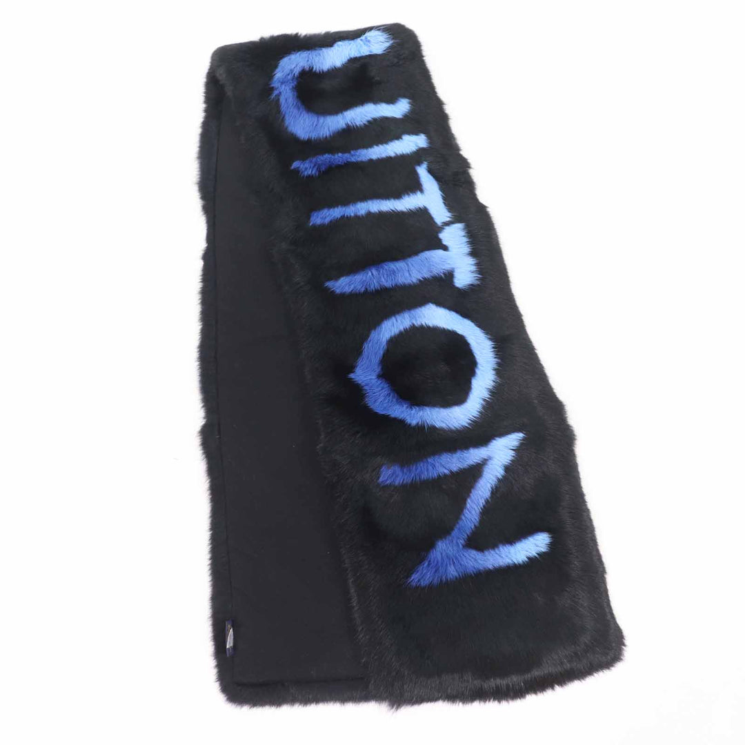 極美品◎LOUIS VUITTON ルイヴィトン M70928 エシャルプ LVネオン ラビット 裏カシミヤ混 マフラー ブラック ブルー イタリア製 正規品