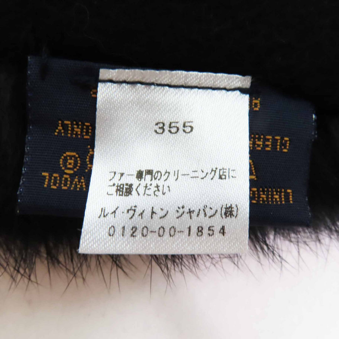 極美品◎LOUIS VUITTON ルイヴィトン M70928 エシャルプ LVネオン ラビット 裏カシミヤ混 マフラー ブラック ブルー イタリア製 正規品