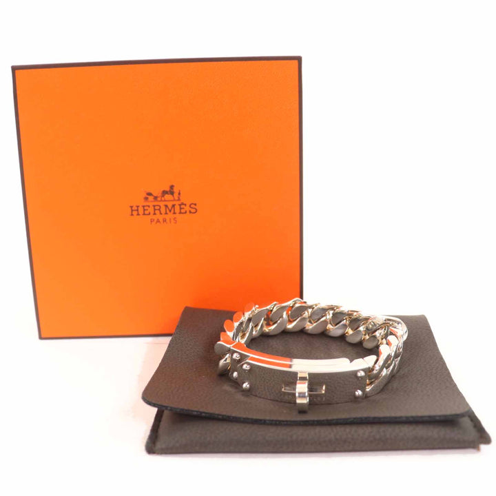 極美品◎HERMES エルメス ケリーグルメット GM ブレスレット バングル SV925 シルバー 箱・保存袋付き イタリア製 重量69.08g レディース