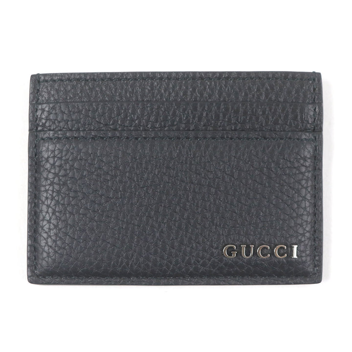 未使用品□GUCCI グッチ 771157 シルバーロゴ金具 レザー カードケース 名刺入れ ブラック 箱・保存袋付 イタリア製 メンズ 定価45100円
