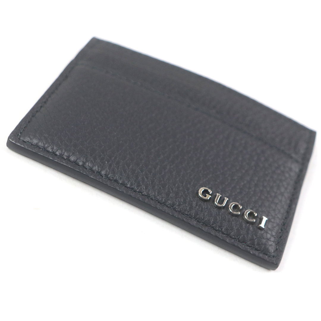 未使用品□GUCCI グッチ 771157 シルバーロゴ金具 レザー カードケース 名刺入れ ブラック 箱・保存袋付 イタリア製 メンズ 定価45100円