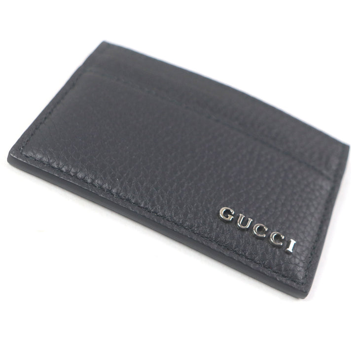 未使用品□GUCCI グッチ 771157 シルバーロゴ金具 レザー カードケース 名刺入れ ブラック 箱・保存袋付 イタリア製 メンズ 定価45100円