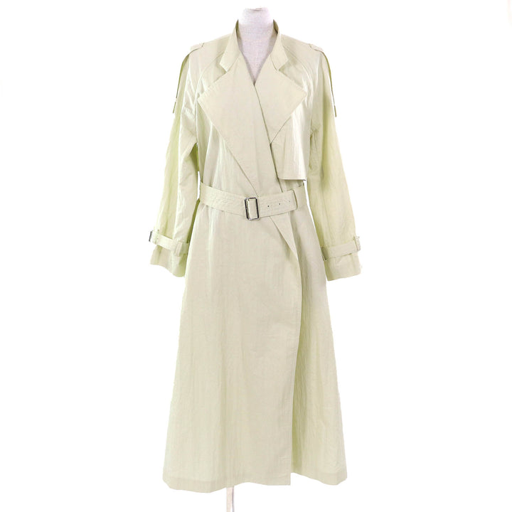 未使用品△ebure エブール 3510200032 ベルト付き リンクルコットン スタンドノーカラー トレンチコート 38 正規品 定価121000円