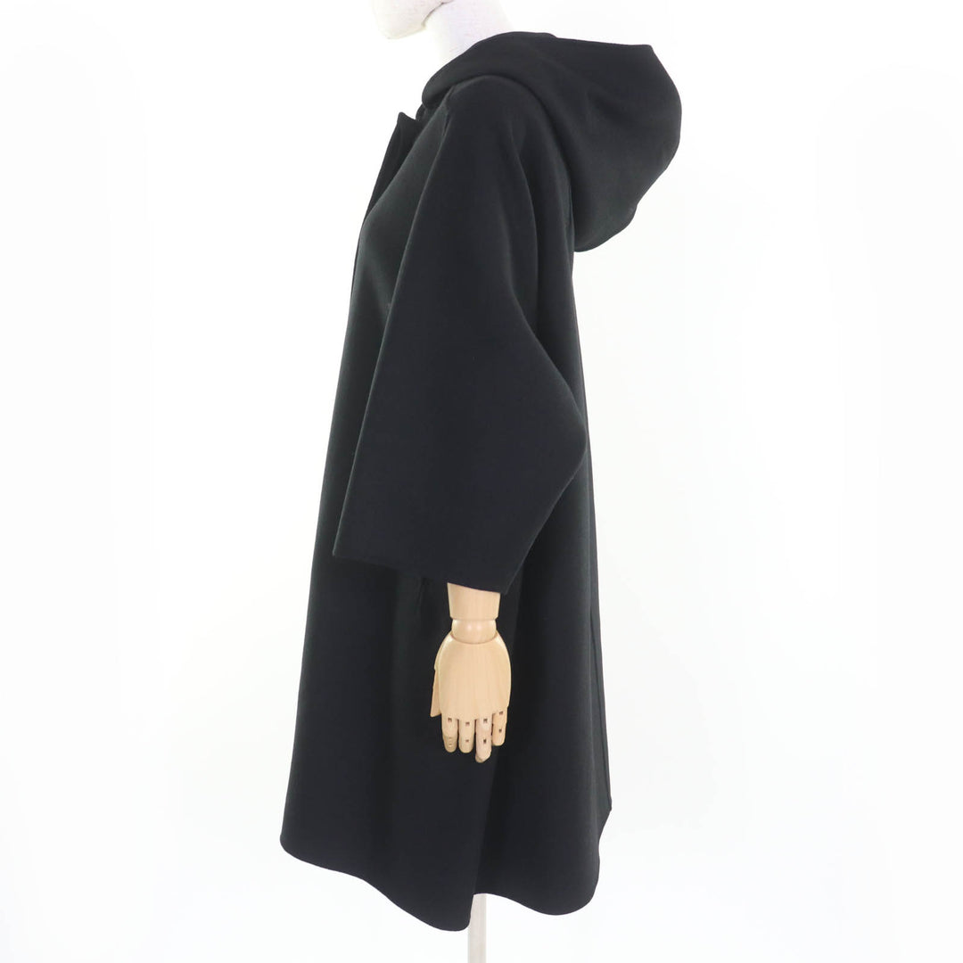 極美品☆Christian Dior クリスチャンディオール 010M41A1116 ウール ラビット フーデッドコート ブラック 40 伊製 正規品 レディース