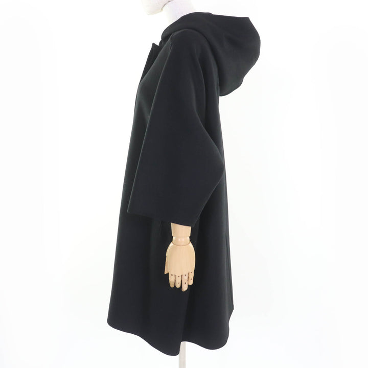 極美品☆Christian Dior クリスチャンディオール 010M41A1116 ウール ラビット フーデッドコート ブラック 40 伊製 正規品 レディース