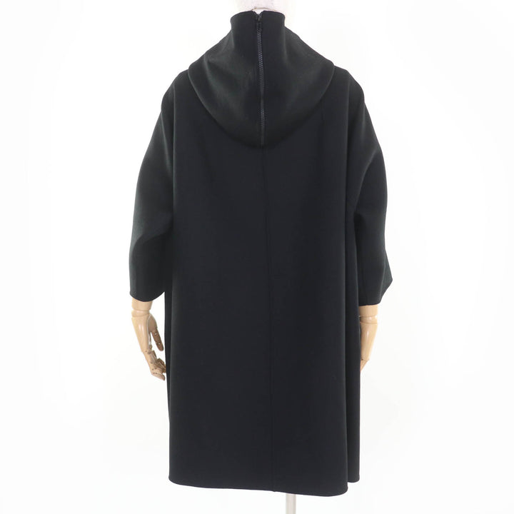 極美品☆Christian Dior クリスチャンディオール 010M41A1116 ウール ラビット フーデッドコート ブラック 40 伊製 正規品 レディース