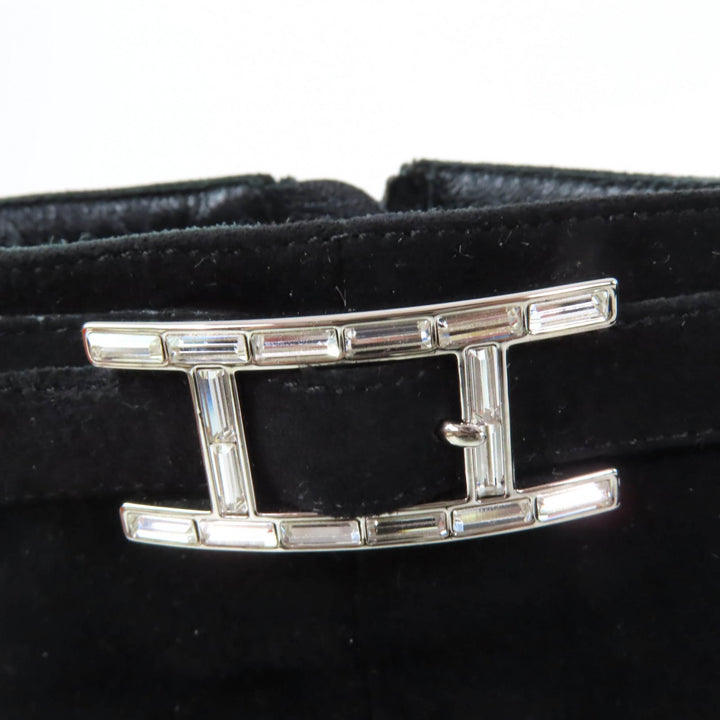 美品☆HERMES エルメス ブランシュ アピバックル スウェードレザー ショートブーツ ブラック 38 箱・保存袋付き イタリア製