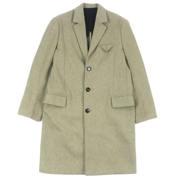極美品▼BOTTEGAVENETA ボッテガヴェネタ 20AW 647389 ウール100% シングル チェスターコート グリーン系 52 イタリア製 正規品 メンズ
