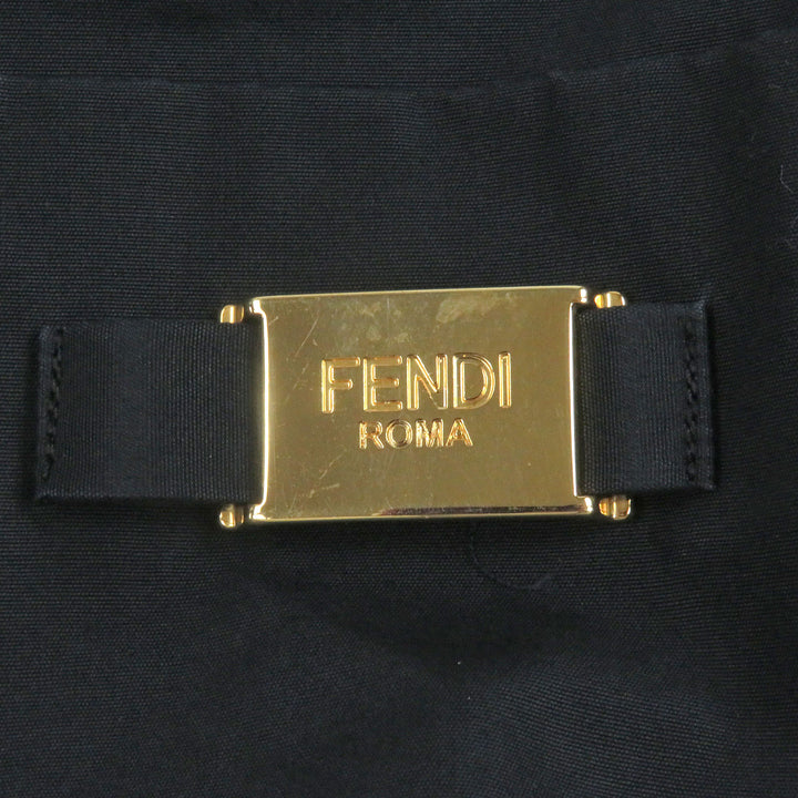 美品□FENDI フェンディ 2021年製 FS0585 コットン100％ ロゴゴールドプレート ロングスリーブ 長袖シャツ 黒 39 イタリア製 正規品