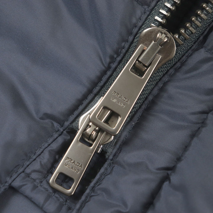 美品▼PRADA プラダ 20AW SGH047 トライアングルロゴ 三角プレート フード付き WZIPUP ダウンコート ネイビー XXL 正規品 メンズ