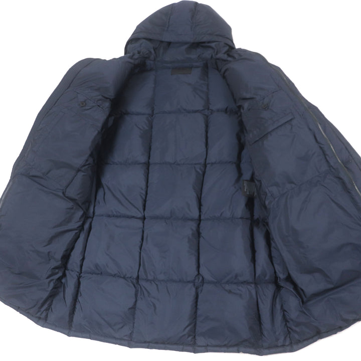 美品▼PRADA プラダ 20AW SGH047 トライアングルロゴ 三角プレート フード付き WZIPUP ダウンコート ネイビー XXL 正規品 メンズ
