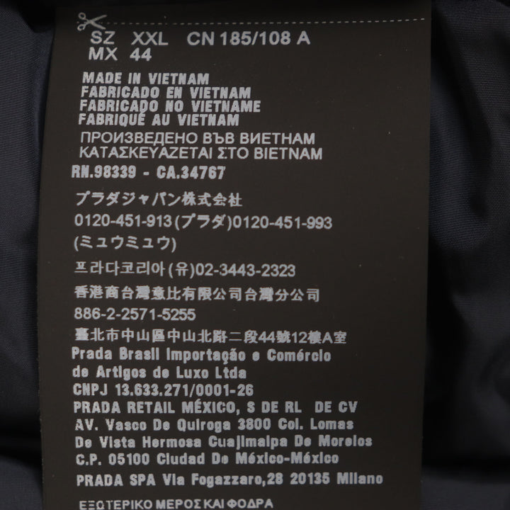 美品▼PRADA プラダ 20AW SGH047 トライアングルロゴ 三角プレート フード付き WZIPUP ダウンコート ネイビー XXL 正規品 メンズ