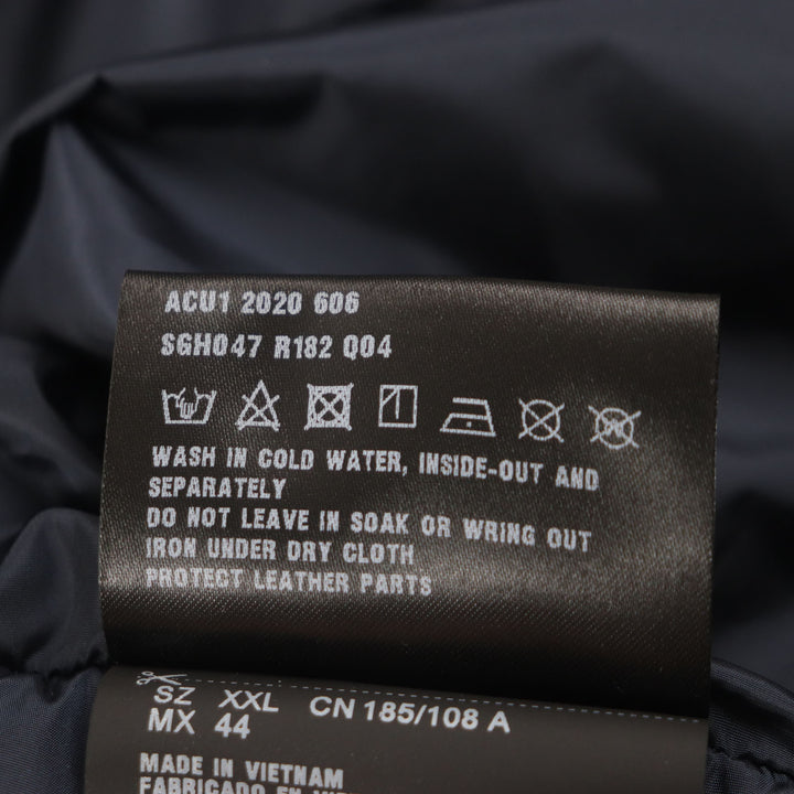 美品▼PRADA プラダ 20AW SGH047 トライアングルロゴ 三角プレート フード付き WZIPUP ダウンコート ネイビー XXL 正規品 メンズ