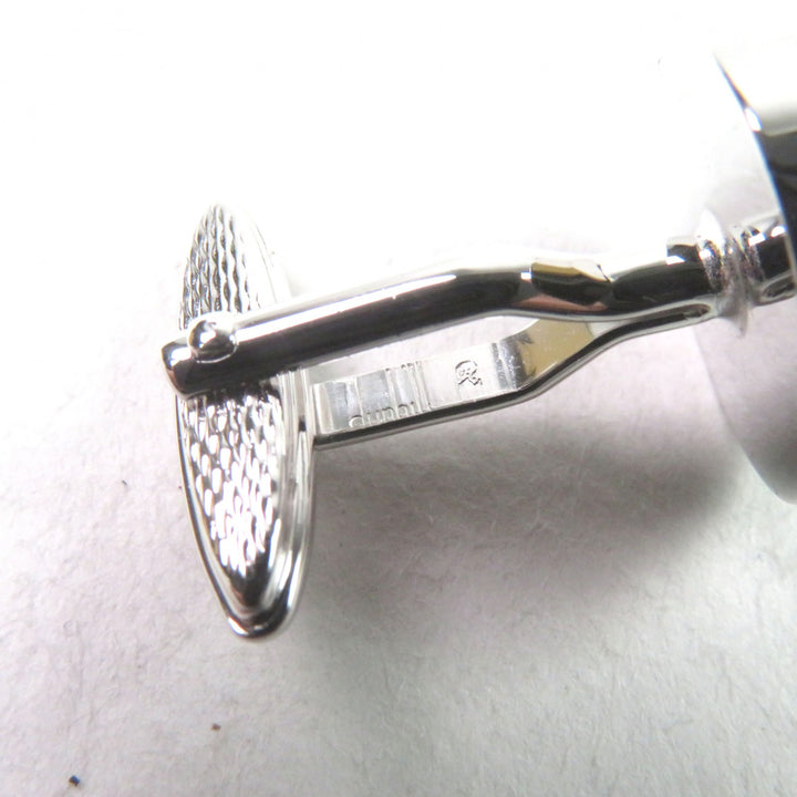 極美品○Dunhill ダンヒル ミレニアム ロゴ刻印 ラウンドシェイプ カフスボタン カフリンクス カラーストーン シルバーレッド ケース付