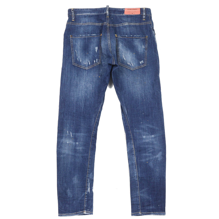 美品△DSQUARED2 ディースクエアード S71LB0107 CLASSIC KENNY TWIST JEAN ロゴレザーワッペン クラッシュ デニムパンツ 46 伊製 正規品