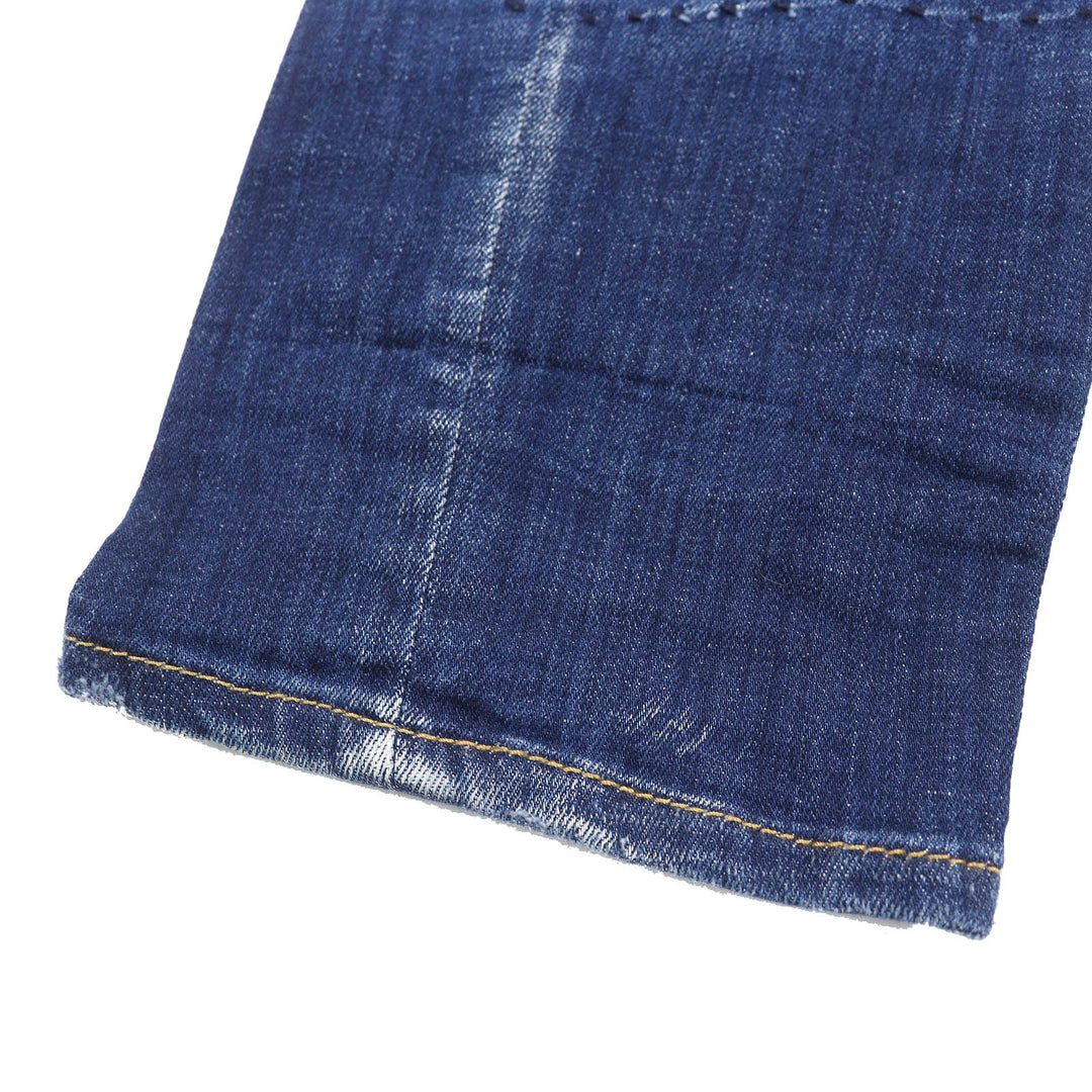 美品△DSQUARED2 ディースクエアード S71LB0107 CLASSIC KENNY TWIST JEAN ロゴレザーワッペン クラッシュ デニムパンツ 46 伊製 正規品