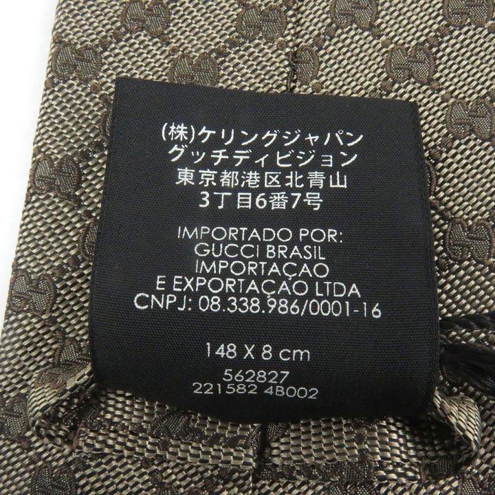 未使用品□GUCCI グッチ 221582 シルク100％ GGロゴ 総柄 ウェブライン ネクタイ レギュラータイ ベージュ イタリア製 メンズ ビジネス◎