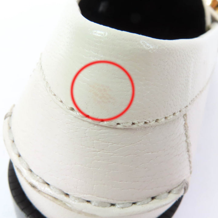 未使用品☆GUCCI グッチ 700036 メタルロゴ レザー ローファー アイボリー ゴールド金具 36.5 箱・保存袋付き イタリア製 レディース